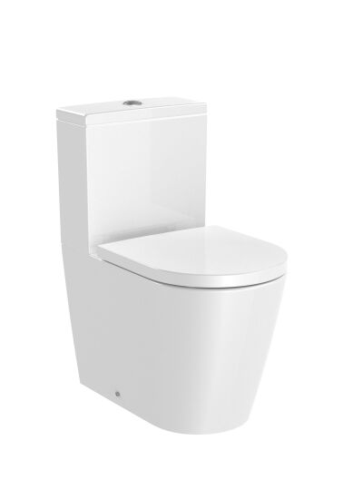 Roca Inspira miska WC ceramiczna przyścienna kompaktowa stojąca Rimless do kompaktu WC Round odpływ podwójny 37.5 x 60 x 40 cm biała