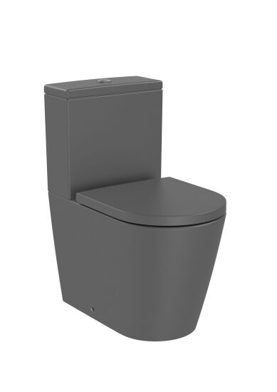 Roca Inspira miska WC ceramiczna przyścienna kompaktowa stojąca Rimless do kompaktu WC Round odpływ podwójny 37.5 x 60 x 40 cm czarny mat