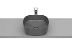 Roca Inspira umywalka nablatowa Soft 37x37 cm FINECERAMIC czarna/onyx