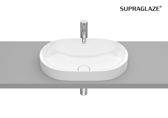 Roca Inspira umywalka nablatowa Round 55x37x7,5 cm biała Supraglaze