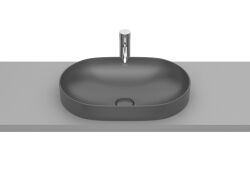 Roca Inspira umywalka nablatowa Round 55x37x7,5 cm onyx/czarny mat
