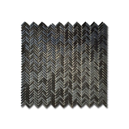 El Casa mozaika Enamel Herringbone Negro Mix Soft/Brillo 28,0x30,3