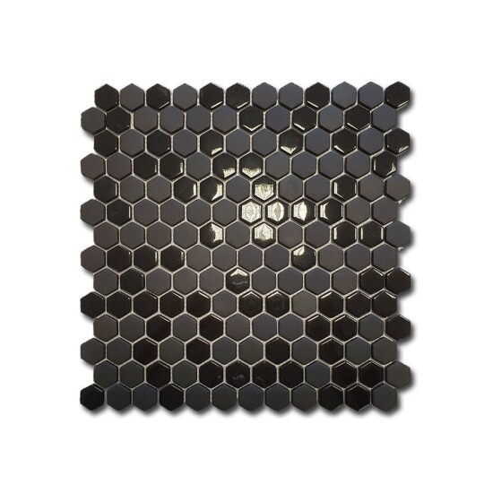  El Casa mozaika Enamel Hexagon Negro Mix Soft/Brillo 30,8x29,8