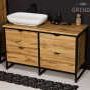 Grekon szafka New York z białą umywalką 120x52 dąb naturalny NY-NE-U120/50/4 + PREMIUM 60 