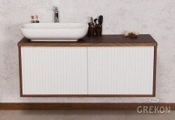 Grekon Venus szafka łazienkowa WENGE 120 cm z blatem i umywalką ryflowana