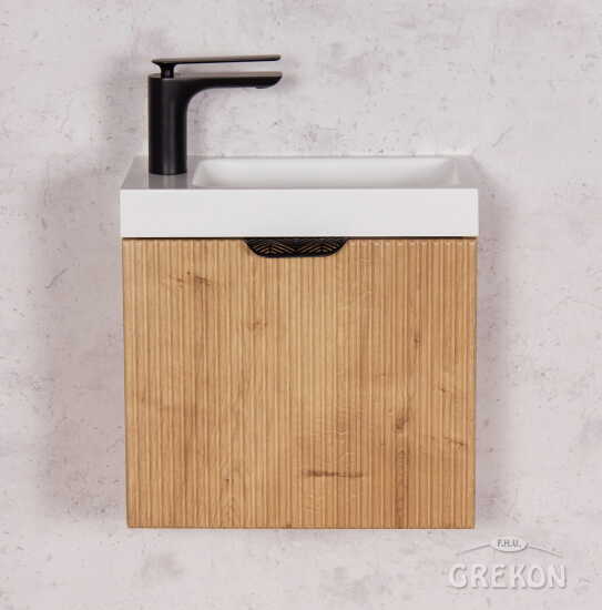 Grekon szafka łazienkowa dąb burlington 40cm FRESCO z umywalką białą 