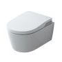 Roca Inspira miska WC ceramiczna podwieszana Rimless odpływ poziomy, 230 V 56.2 x 39 x 47.6 cm biała z deską myjącą z pilotem, z uchwytem montażowym do pilota, oświetleniem LED