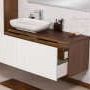 Grekon Venus szafka łazienkowa WENGE 120 cm z blatem i umywalką ryflowana