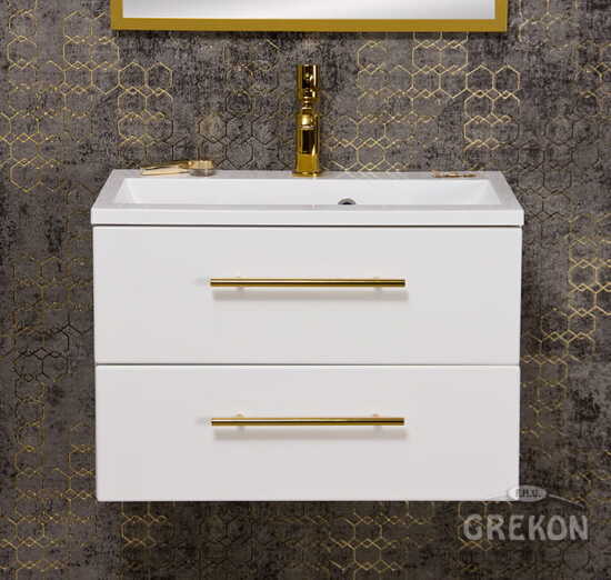 Grekon Belli Gold szafka łazienkowa biała 60 cm z blatem i umywalką 