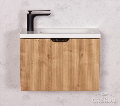 Grekon szafka łazienkowa dąb burlington 50cm FRESCO z umywalką białą 