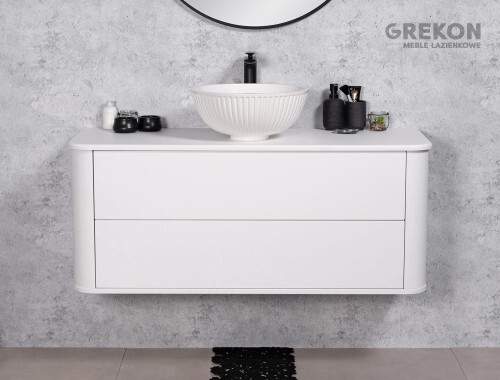 Grekon Lilia Smooth szafka łazienkowa biała 120 cm z umywalką