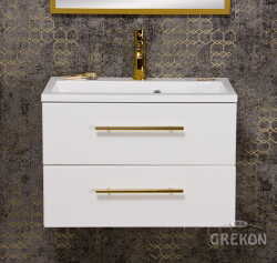 Grekon Belli Gold szafka łazienkowa biała 60 cm z blatem i umywalką