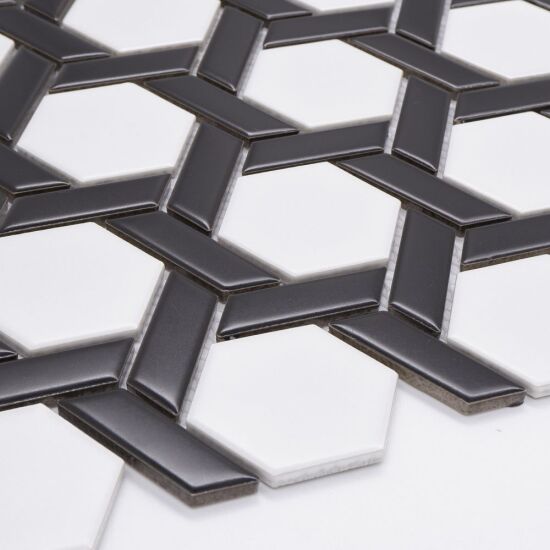 Raw Decor mozaika Heksagon Stella Black & White Matowy  H2CBM