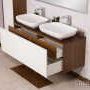 Grekon Venus szafka łazienkowa WENGE 140 cm z blatem i dwiema umywalkami ryflowana