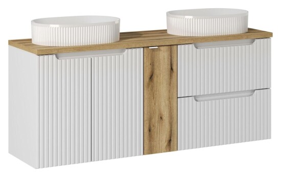 Comad Nowa White zestaw meblowy 140cm z umywalkami nablatowymi ryflowana