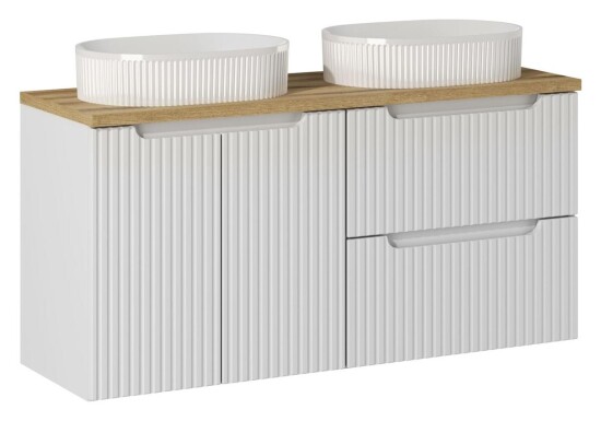Comad Nowa White zestaw meblowy rylowany 120cm z umywalkami nablatowymi