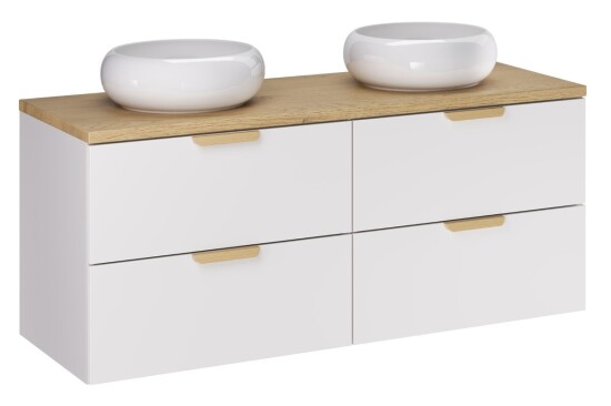 Comad Aster White zestaw meblowy 120cm z blatem i 2 umywalkami nablatowymi Wiki