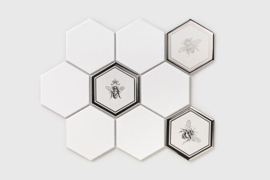 Raw Decor mozaika Heksagon XL Silver Bee 1/3S-HXLSB