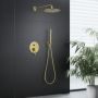 Blue Warer zestaw prysznicowy podtynkowy z deszczownicą i prysznicem BOSTON BOS-ZKP.150 ZŁOTO SZAMPAŃŚKIE