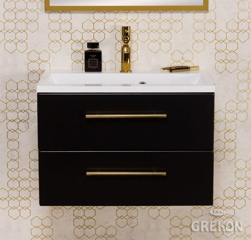 Grekon Belli Gold szafka łazienkowa czarna 60 cm z umywalką 