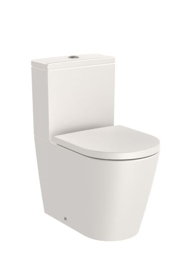 Roca Inspira miska WC ceramiczna przyścienna kompaktowa stojąca Rimless do kompaktu WC Round odpływ podwójny 37.5 x 60 x 40 cm beż