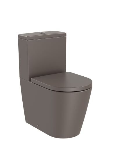 Roca Inspira miska WC ceramiczna przyścienna kompaktowa stojąca Rimless do kompaktu WC Round odpływ podwójny 37.5 x 60 x 40 cm brąz cafe
