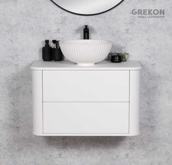 Grekon Lilia Smooth szafka łazienkowa biała 80 cm z umywalką