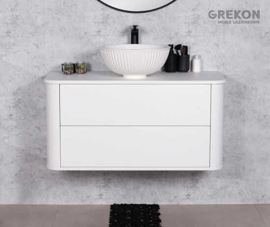 Grekon Lilia Smooth szafka łazienkowa biała 100 cm z umywalką