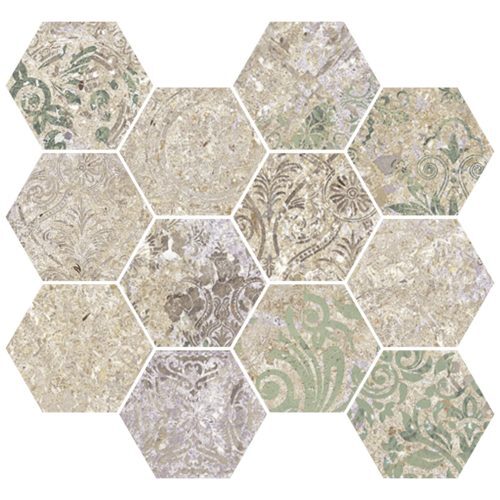 Aparici gres Bohemian Blend Natural Hexagonal Mosaico 28x30