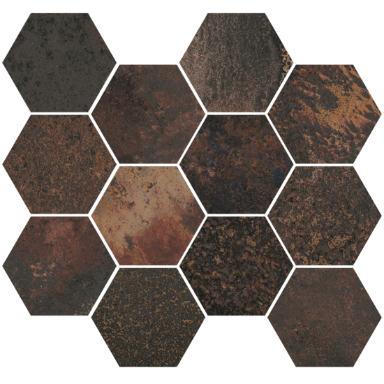 Aparici gres Corten Graphite Natural Mosaico Hexagonal 28x30