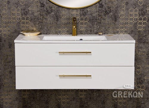Grekon Belli Gold szafka łazienkowa biała 100 cm z umywalką 