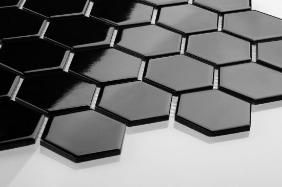 Raw Decor mozaika Heksagon Duży Czarny Połysk HDCS
