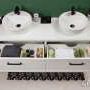 Grekon szafka z dwiema umywalkami Areda Petto Bianco 160x48 uchwyt czarny PET-B-U160/46/2 + 2xAREDA-42