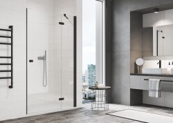 Sanswiss drzwi ze ścianką stałą Annea Black AN13 75cm czarne prawe AN13G07500607