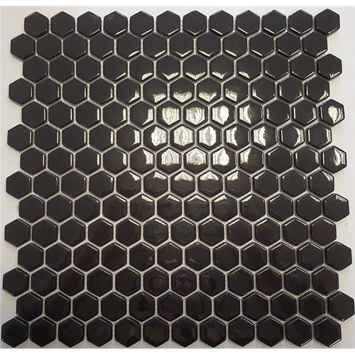  El Casa mozaika Enamel Hexagon Negro Brillo 30,8x29,8