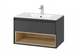 Excellent szafka z umywalką AS Tuto 80x45,7 Szary / Dąb MLEX.0101.800.GRBL + CEEX.3617.800.WH