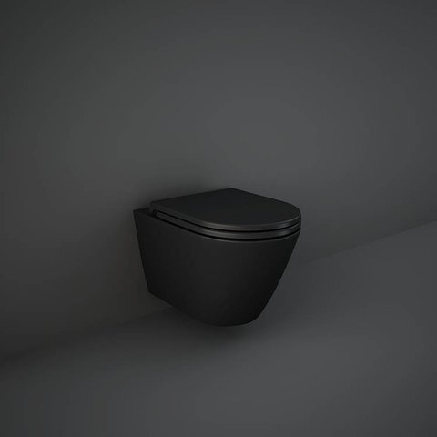 Rak Ceramics miska WC Rimless 52cm + deska wolnoopadająca Feeling MATT BLACK FEEL5SET