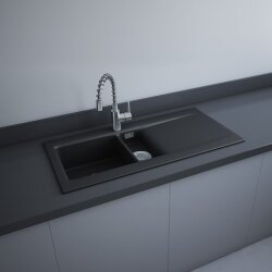 Rak Ceramics zlewozmywak ceramiczny 1,5-komorowy 101x51 czarny mat DRE1CZM