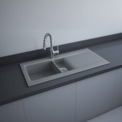 Rak Ceramics zlewozmywak 1,5-komorowy 101x51 szary mat DRE1SZM