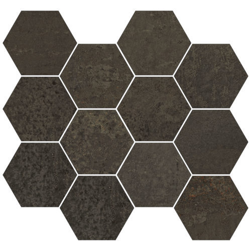 Aparici gres Metallic Brown Natural Mosaico Hexagonal 28x30