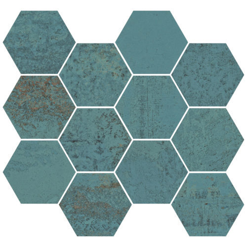 Aparici gres Metallic Green Natural Mosaico Hexagonal 28x30