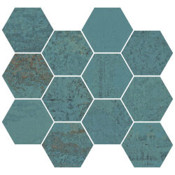 Aparici gres Metallic Green Natural Mosaico Hexagonal 28x30