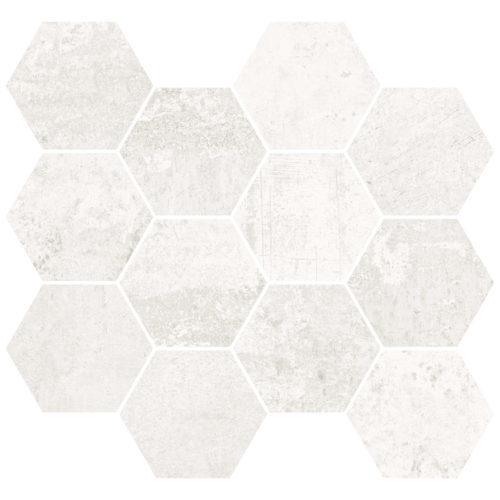 Aparici gres Metallic White Natural Mosaico Hexagonal 28x30