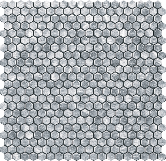 Tubądzin płytka ścienna Elements Drops metal silver hex 30,2x30,0 mozaika mat