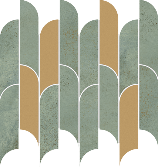 Tubądzin płytka ścienna Tissue green mozaika 29,8x27,2 mat+połysk