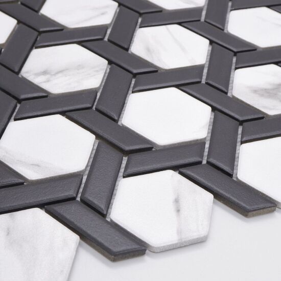 Raw Decor mozaika Heksagon Stella Marble & Black Matowy H2RCM