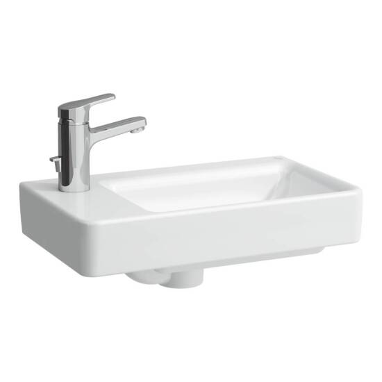 Laufen PRO S mała umywalka ścienna półka na baterię z lewej strony 480 x 280 x 85 mm biała