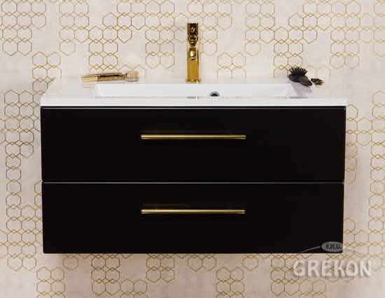 Grekon Belli Gold szafka łazienkowa czarna 80 cm z umywalką 