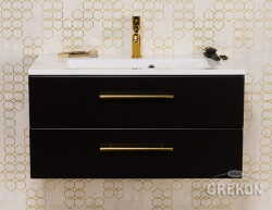 Grekon Belli Gold szafka łazienkowa czarna 80 cm z umywalką