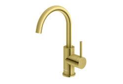 Kohlman bateria umywalkowa z obrotową wylewką Axel Brushed Gold złoto szczotkowane